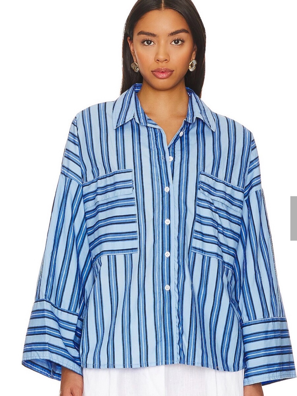 Faithfull Tasha Blue Striped Button-Up